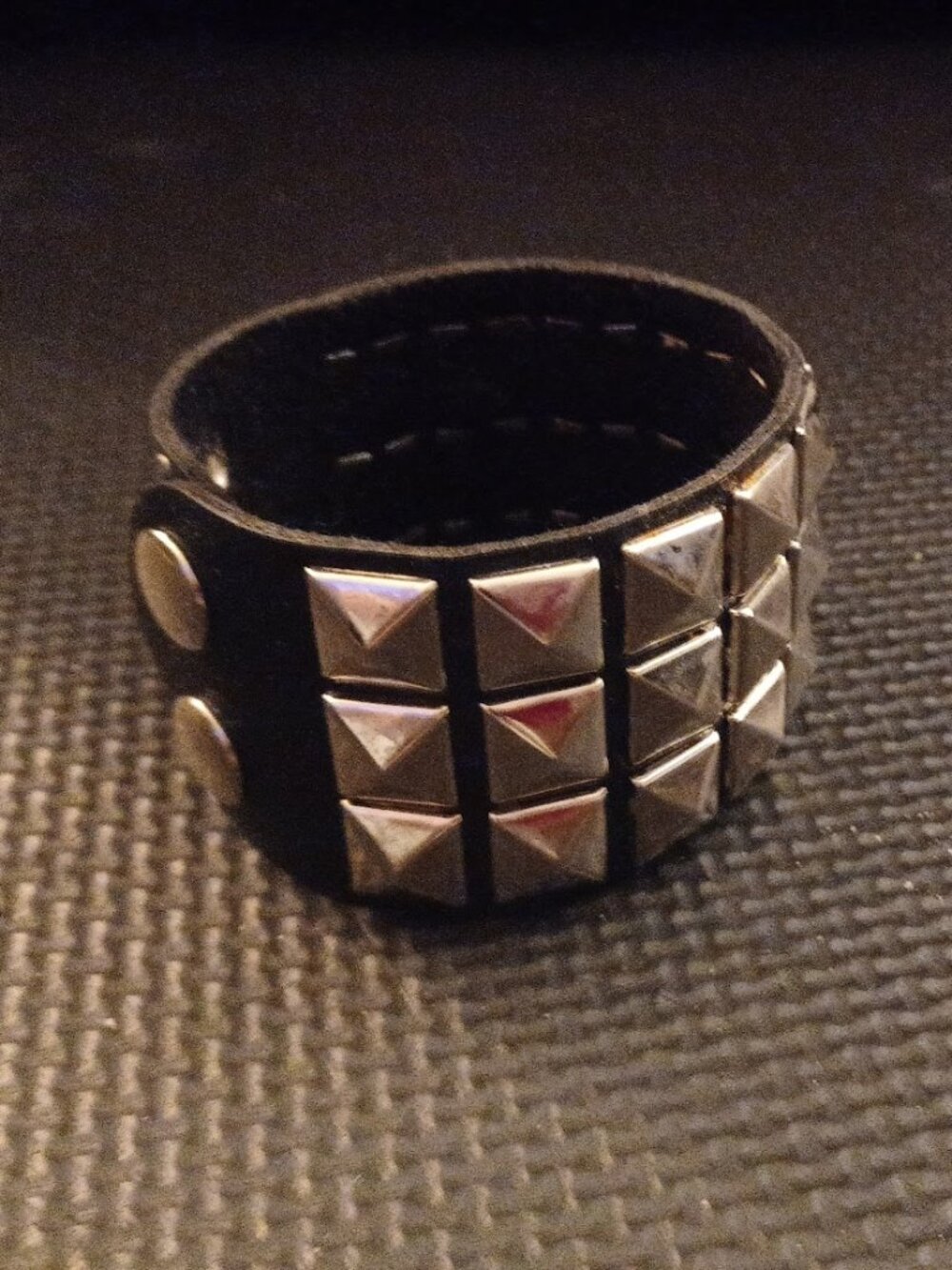 Thick Leather Studded Black Bracelet